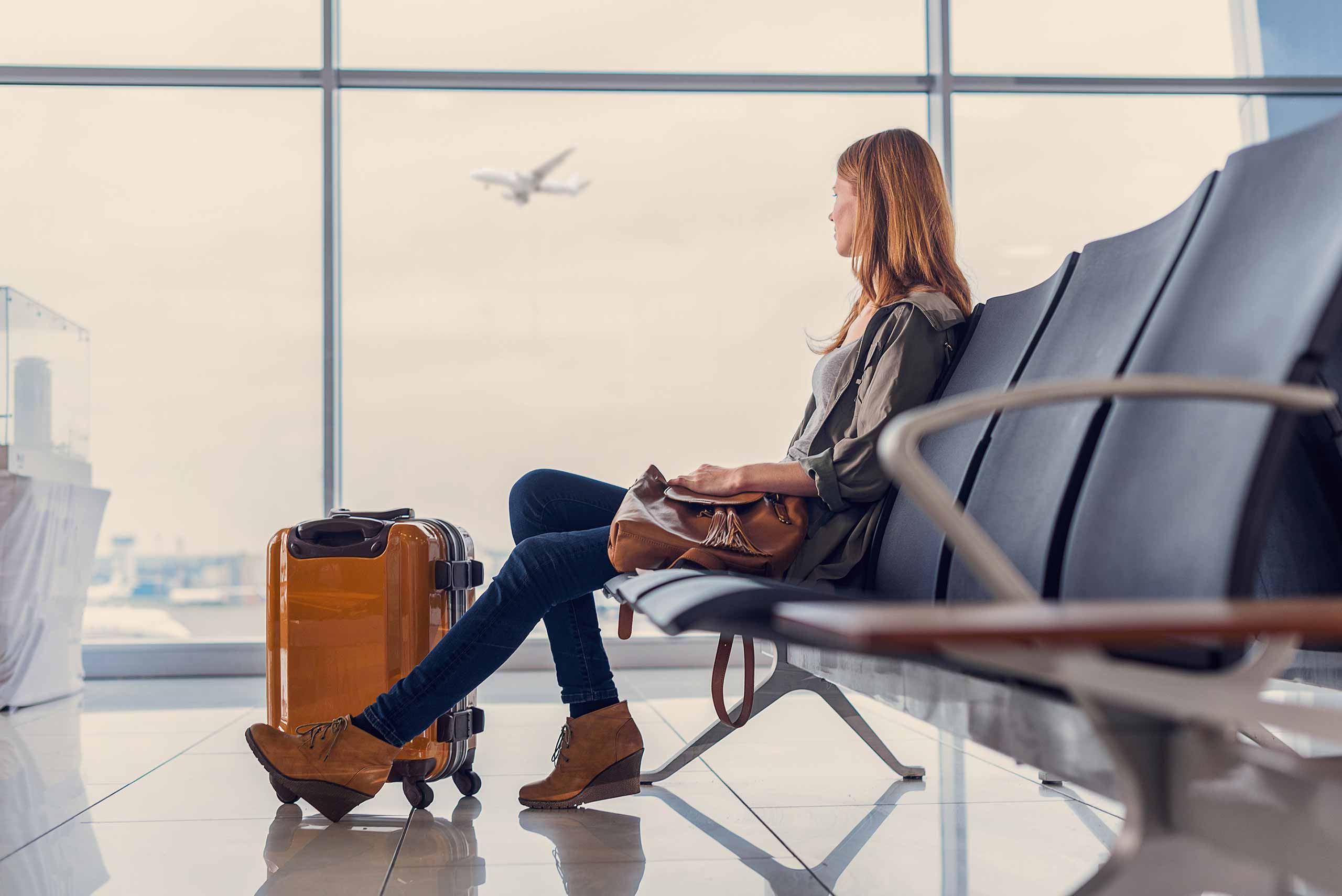 Woman waiting for flight