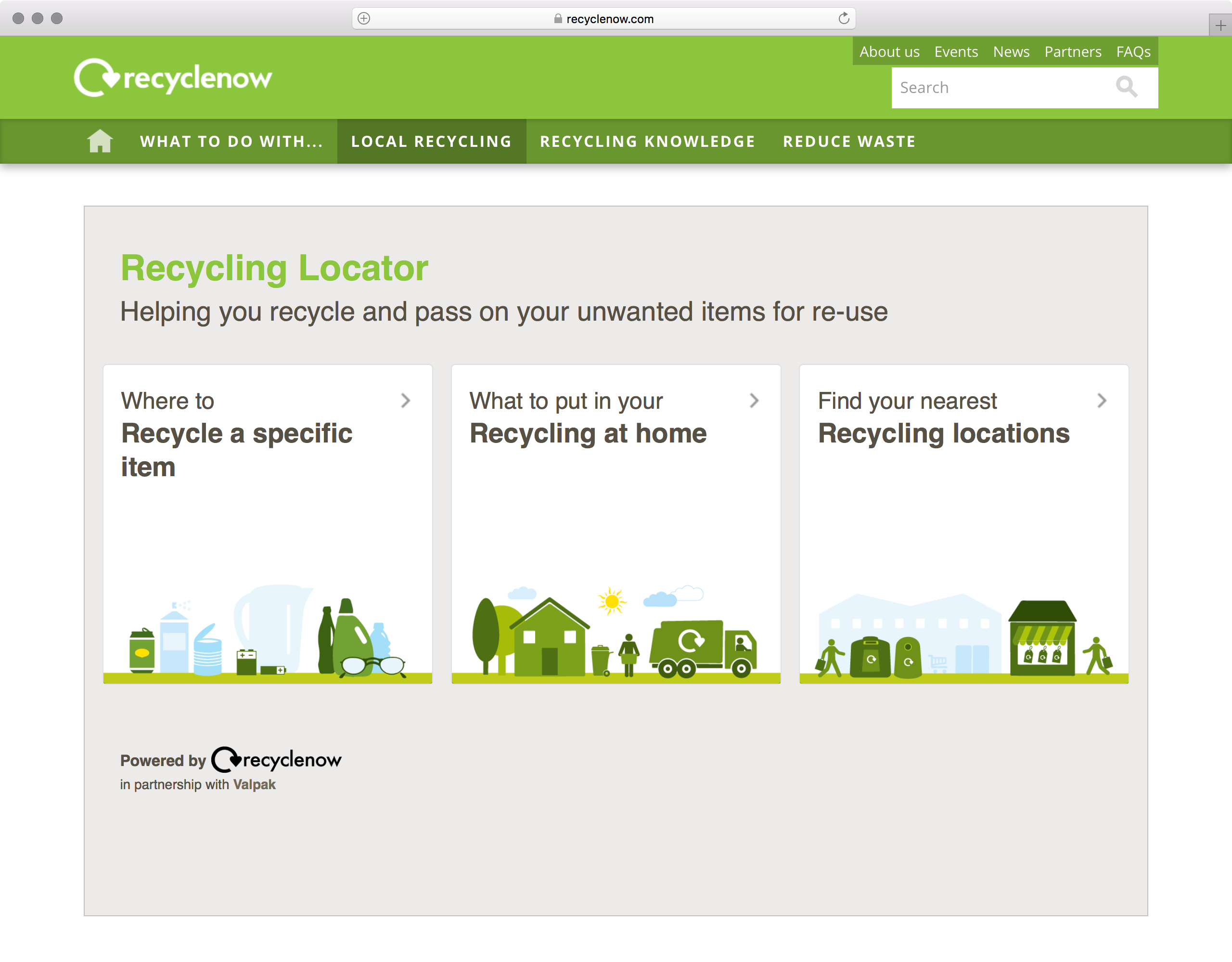 Recycle Now Recycling Locator UI